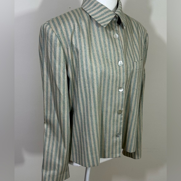 Brownstone Studio. Sz med linen blazer Vintage or top with shoulder pads. Lined - Picture 6 of 13